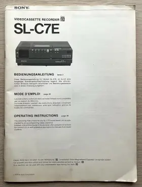 SL-C7E SONY Betamax Vcr Manual Instruction Book