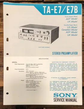 TA-E7B SONY Preamp Preamplifier Service Manual