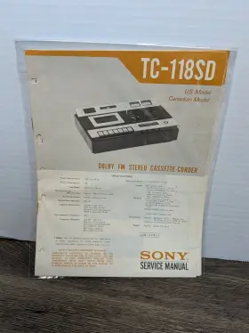 TC-118SD SONY Stereo Cassette Tape Corder Recorder Service