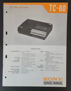 TC-80 SONY Cassette Recorder Service Manual Supplement #2