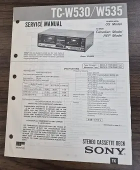 TC-W530-W535 SONY Cassette Deck Service Manual