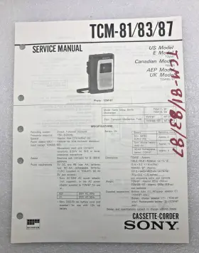 TCM-81-83-87 SONY Service Manual Repair Cassette Corder