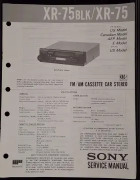 XR-75 SONY Fm Am Cassette Car Stereo Service Manual