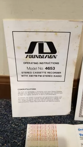1055155 SOUNDESIGN Stereo Cassette Recorder Manual #2