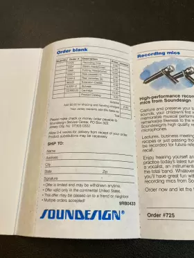 9RB0433 SOUNDESIGN Catalog Headphone Mic Cassette Needle
