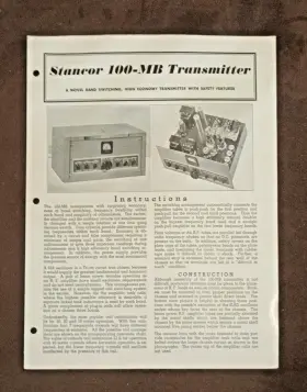 100-MB STANCO Stancor Transmitter Instruction Manual