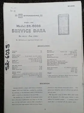 SR-603S STANDARD RADIO CORP Amplifier Service Manual