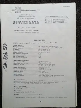 SR-606SU STANDARD RADIO CORP Receiver Service Manual