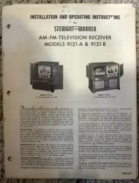 509277-B STEWART WARNER Am Fm Television Receiver Manual