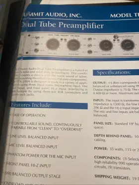TPA-200A SUMMIT AUDIO INC Sheets Manuals