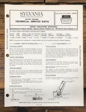 UA50 SYLVANIA / BSR Record Changer Service Manual
