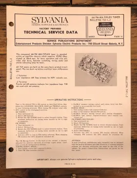 T47-2 SYLVANIA Tuner Service Manual