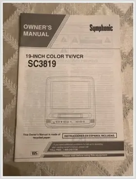 SC3819 SYMPHONIC Tv Vcr Manual Funai