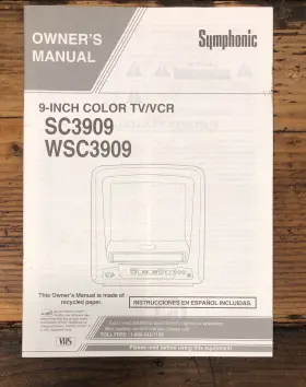 WSC3909 SYMPHONIC Tv Vcr Owners User Manual