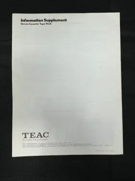 91013020 TEAC Tape Deck Brochure Supplement #2