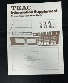 91013020 TEAC Tape Deck Brochure Supplement