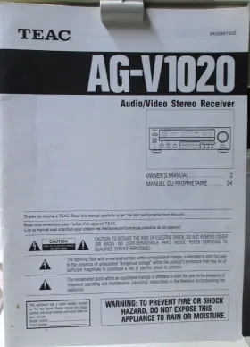 9A03967600 TEAC Audio Video Am Fm Stereo Receiver Owners
