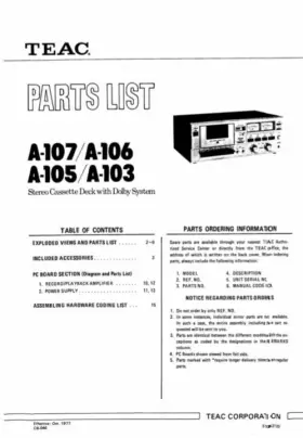A-106 TEAC Tape Deck Service Manual #3