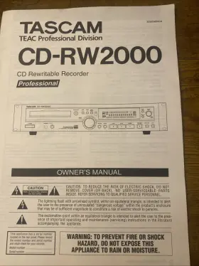 CDRW2000 TEAC Owners Manual Tascam Pro Vontage