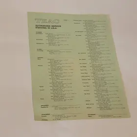 V-270C TEAC Stereo Cassette Deck Owners Manual Card Service #2