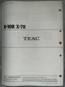 X-10R TEAC Stereo Tape Deck Service Manual #2