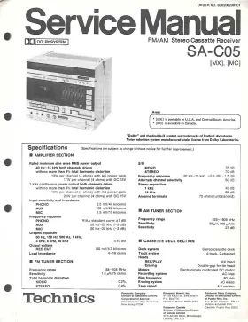 SA-C05 TECHNICS Fm Am Stereo Cassette Receiver Service Manual