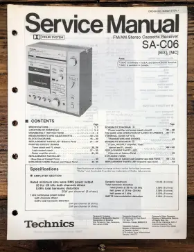 SA-C06 TECHNICS Cassette Receiver Service Manual