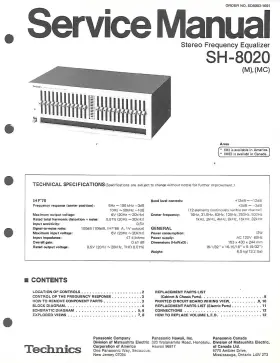 SH-8020 TECHNICS Stereo Frequency Equalizer Service Manual