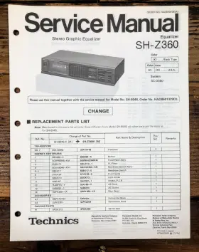 SH-Z360 TECHNICS Equalizer Service Manual