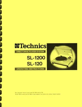 SL-1200MK1 TECHNICS Turntable Owners Manual Service