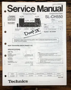 SL-CH550 TECHNICS Cd Player Service Manual