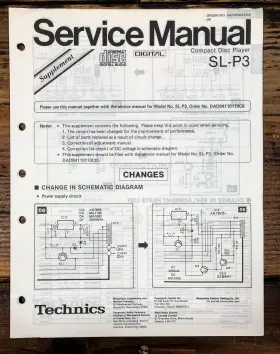 SL-P3 TECHNICS Cd Player Supp Service Manual