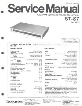 ST-S7 TECHNICS Fm Am Stereo Tuner Service Manual Repair