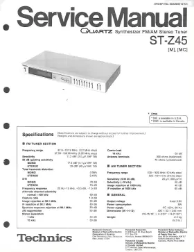 ST-Z45 TECHNICS Fm Am Stereo Tuner Service Manual Repair