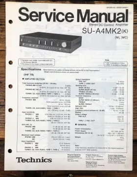 SU-A4 TECHNICS Preamp Preamplifier Service Manual
