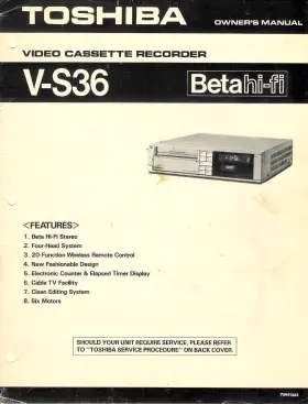 70941365 TOSHIBA Beta Fi Vcr Owners Manual