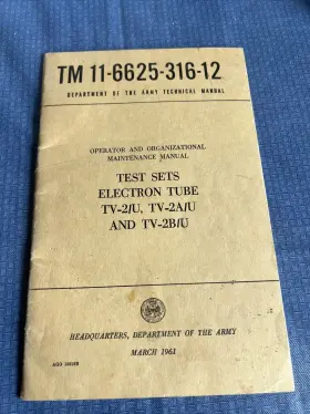 11-6625-316-12 TV-2/U Tube Tester Manual Dept Army