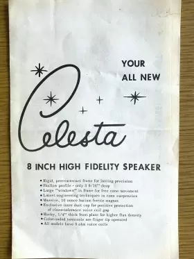 S-159 UTAH-AMERICAN CORP Celesta High Fidelity Speaker