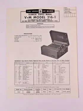 216-1 VOICE OF MUSIC Service Repair Manual Phonograph