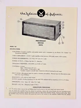 VOM-165 VOICE OF MUSIC Preliminary Service Data Manual