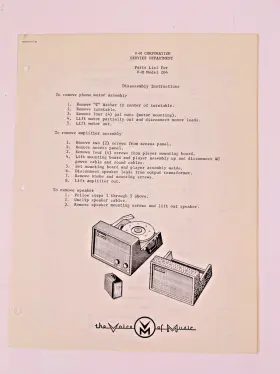 VOM-204 VOICE OF MUSIC Disassembly Instruction Manual