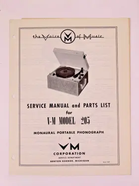 VOM-205 VOICE OF MUSIC Service Repair Manual Phonograph