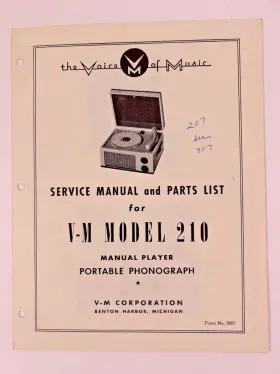 VOM-210 VOICE OF MUSIC Service Repair Manual Phonograph