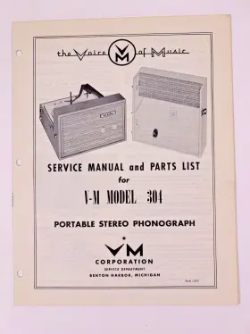 VOM-VM304 VOICE OF MUSIC Service Repair Manual Phonograph