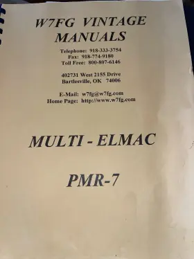 PMR-7 W7FG Manual Elmac Radio Receiver