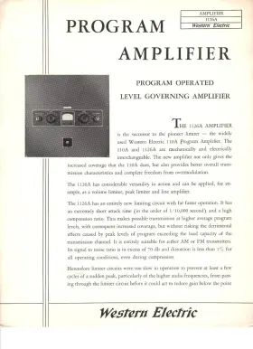 1126A WESTERN ELECTRIC Program Amplifier Brochure Manual