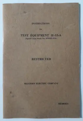 ES-695614 WESTERN ELECTRIC Instruction Book
