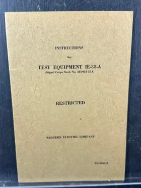 IE-35-A WESTERN ELECTRIC Instruction Book