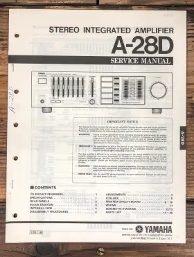 A-28D YAMAHA Amplifier Service Manual