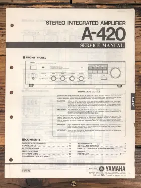 A-420 YAMAHA Amplifier Service Manual